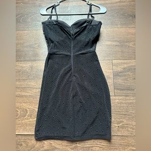 Black rhinestoned bodycon dress,stretchy,Medium